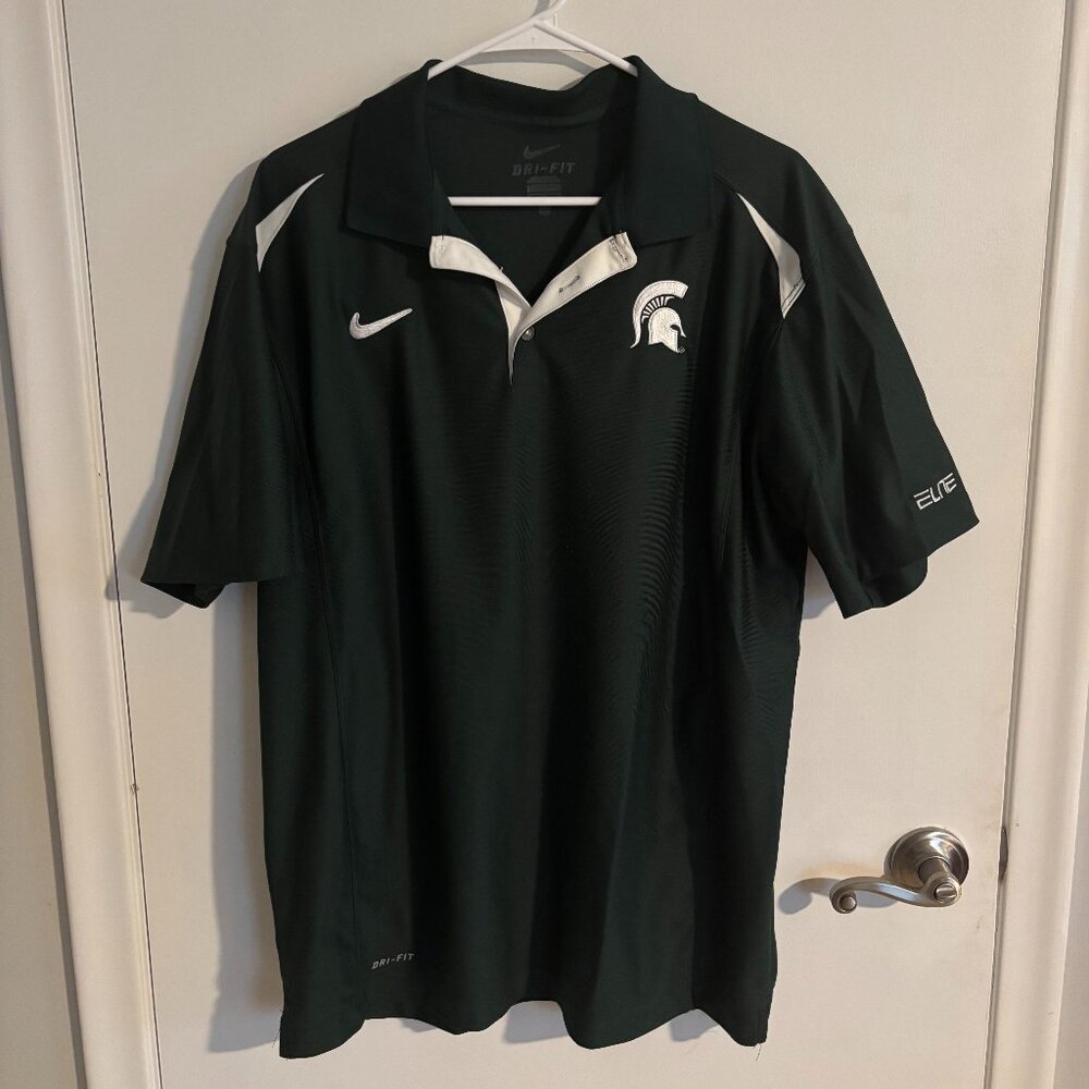 Men's Nike Elite Michigan State Green Polo XL